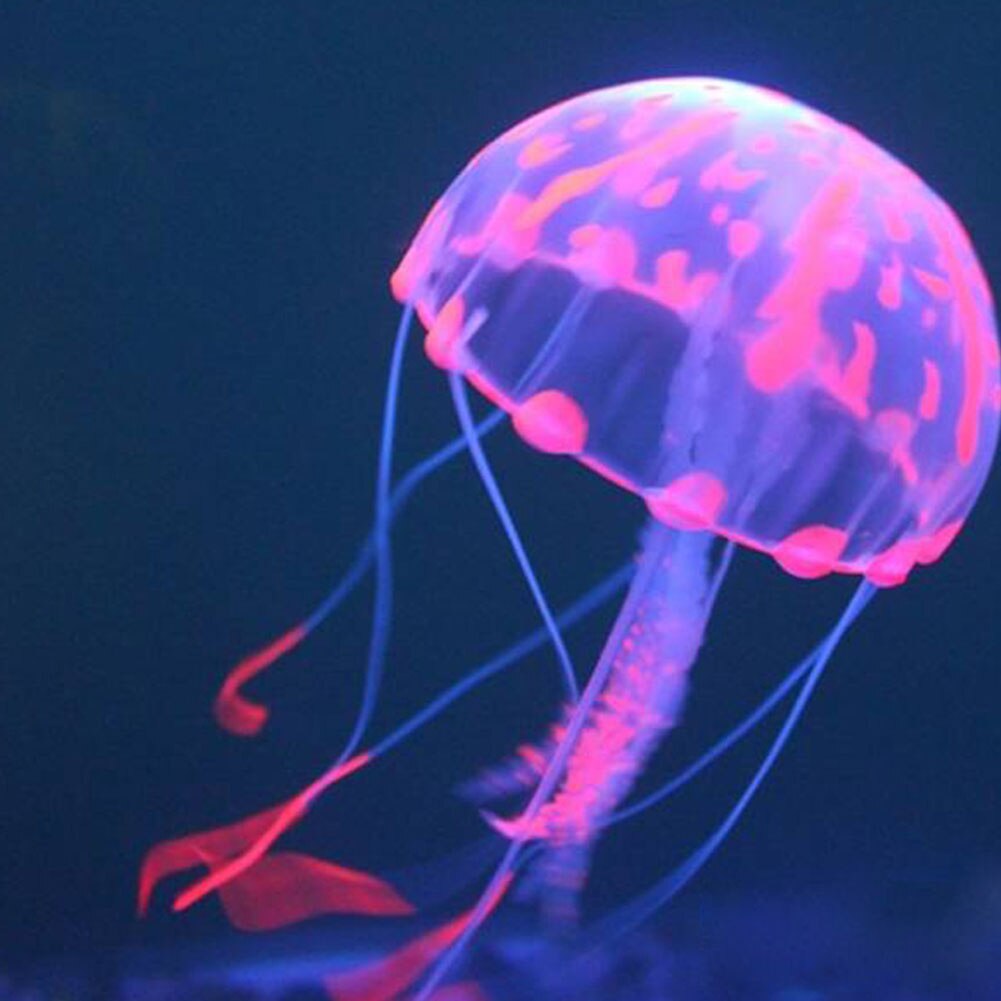 Artificial Jellyfish Lifelike Silicone Aquarium Vivid Luminous Decoration Water Tank Safe