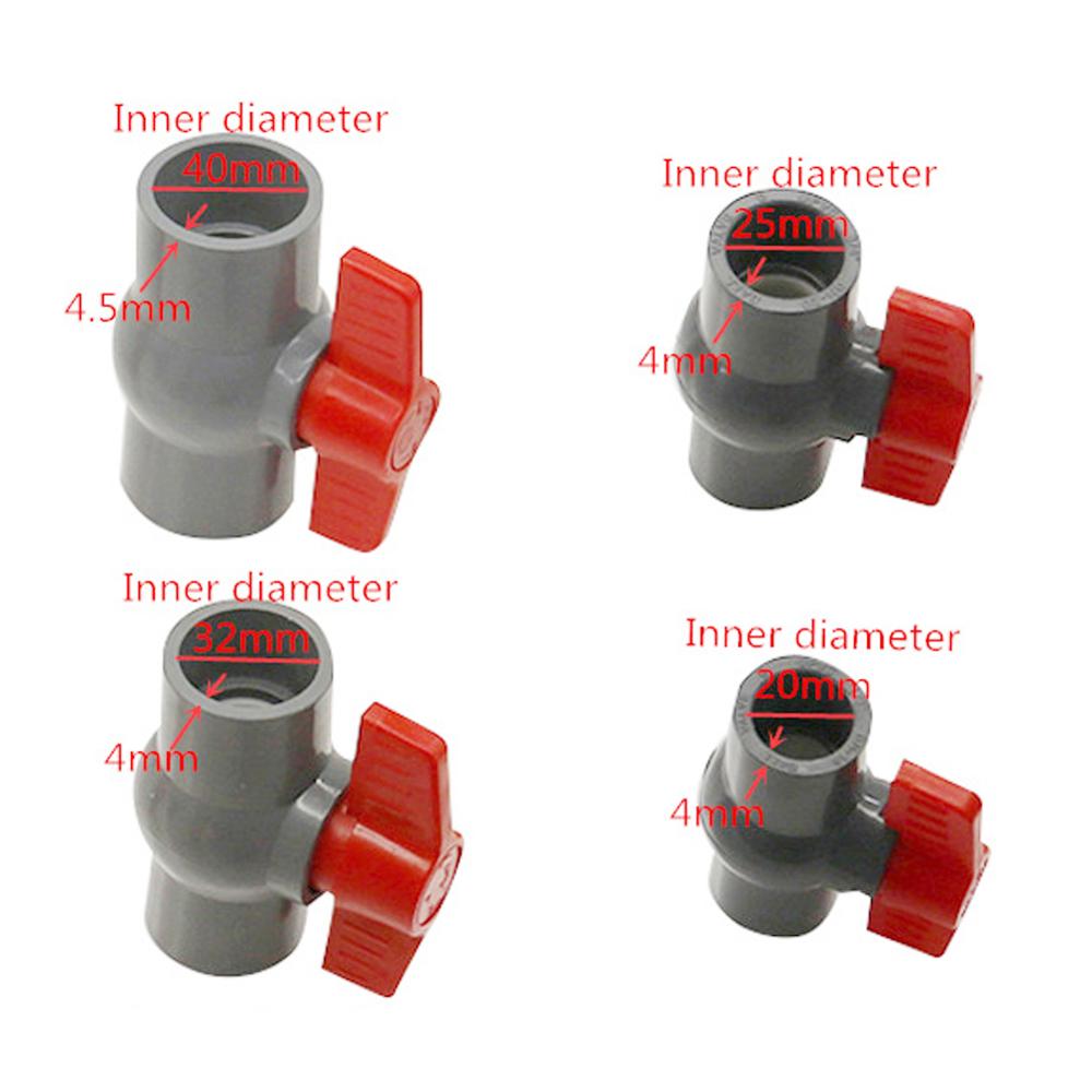 Grey PVC Plastic Slip End Ball Valve 20/25/32/40mm Inner Diameter 2Way Water flow controller Valve Switch Garden Irrigation Tool