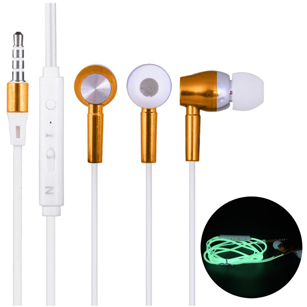 3.5 Mm In-Ear Stereo Lichtgevende Oordopjes Lichtgevende Hoofdtelefoon Nachtlampje Gloeiende Headset In-Ear Stereo Sport Hoofdtelefoon Met Mic