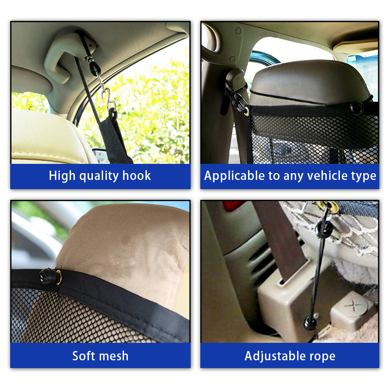 Barrera de seguridad para coche para mascotas, asientos traseros, Red de aislamiento para perros, transporte para perros, separación ajustable de vehículos, Red de guardia, productos para mascotas