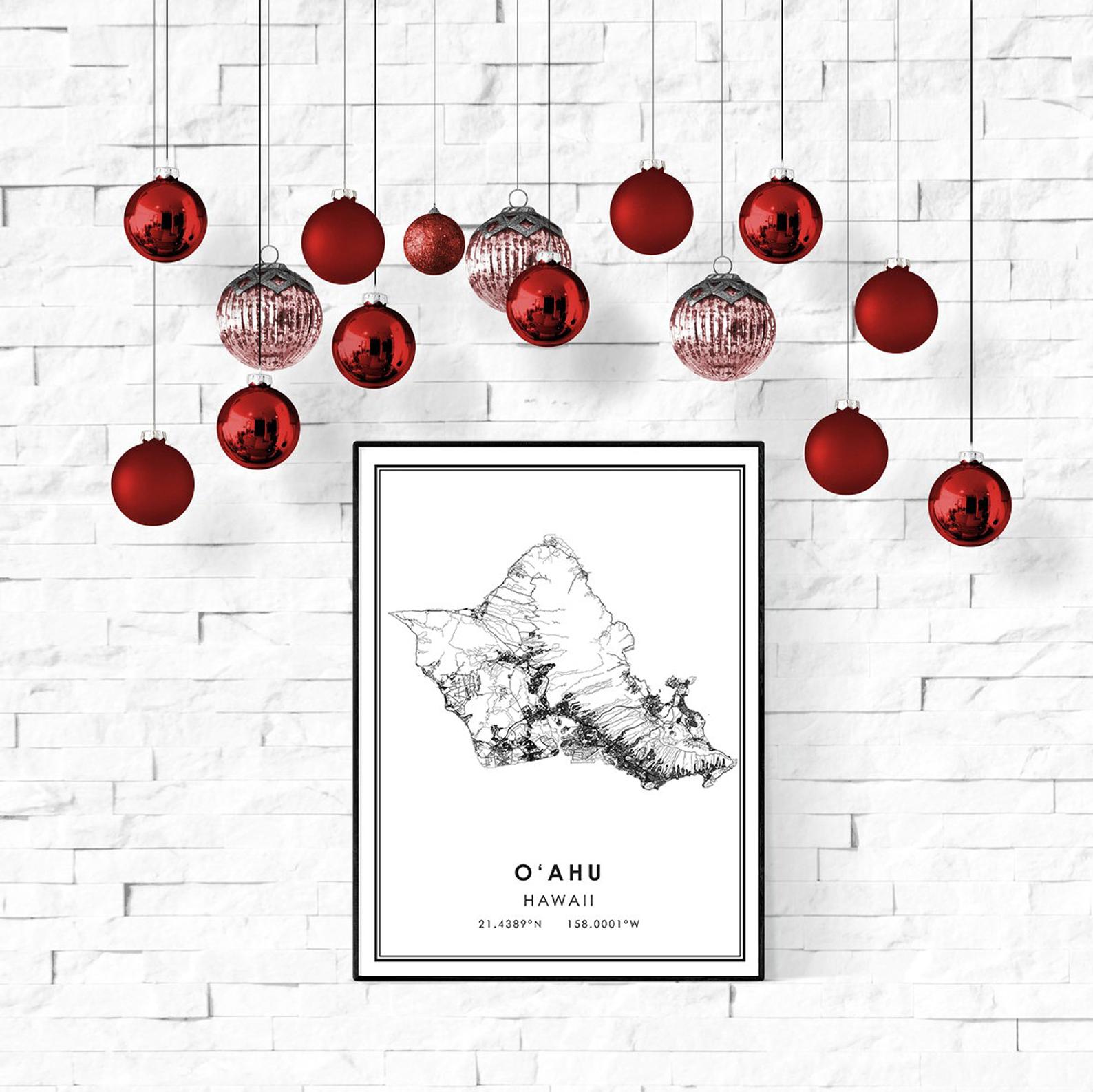 Oahu map print poster canvas | O‘ahu Street map | Hawaii Oahu city map print poster canvas