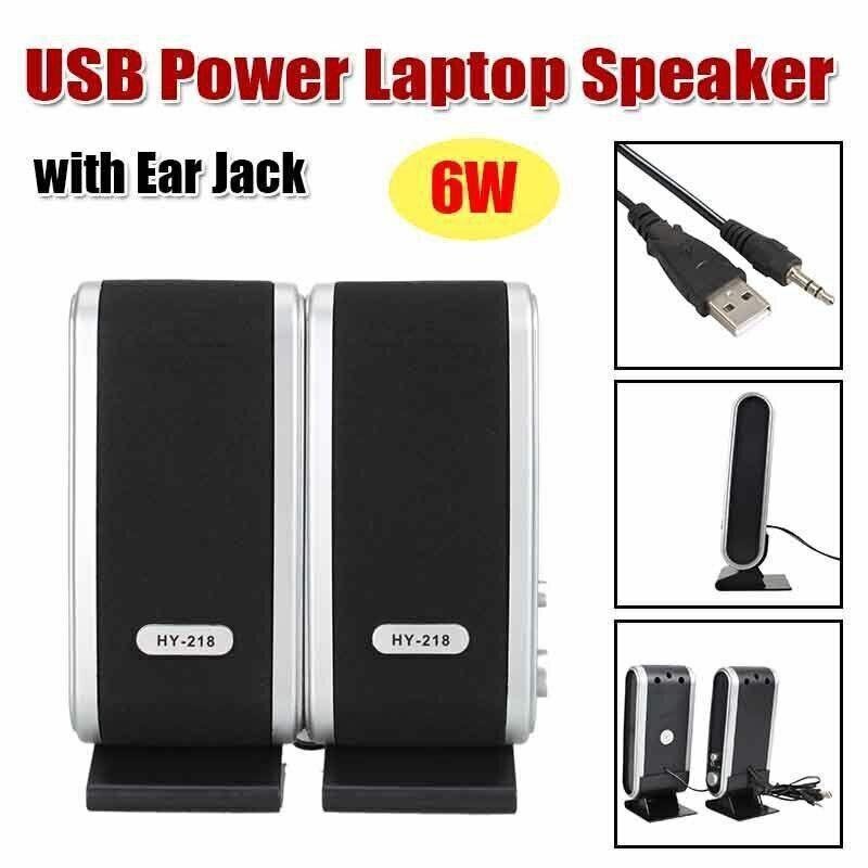 2 Pcs USB Power Computer Speakers Stereo 3.5mm with Ear Jack for Desktop PC Laptop