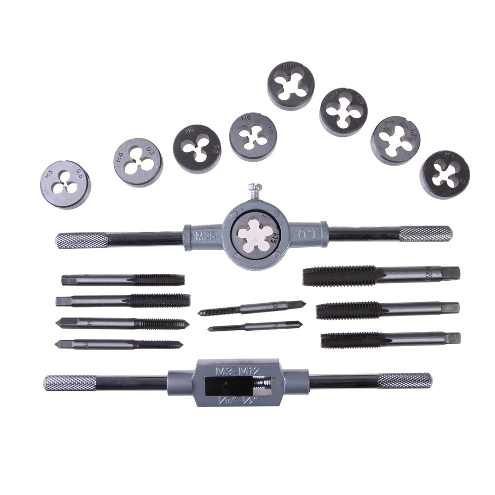 Multi-function Screw Tap Die Set External Thread Cutting Tapping Hand Screwdriver Metric Tap Mold Tool Multi-function Tool: 20PCS
