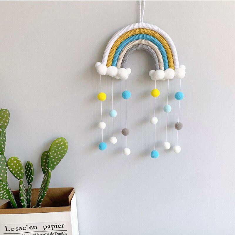 DIY Seil Regenbogen Zauberstab Hängende Dekoration Handarbeit Gewebt Regenbogen Dekoration nordisch Baby Zimmer Zubehör Wohnzimmer Wohnkultur