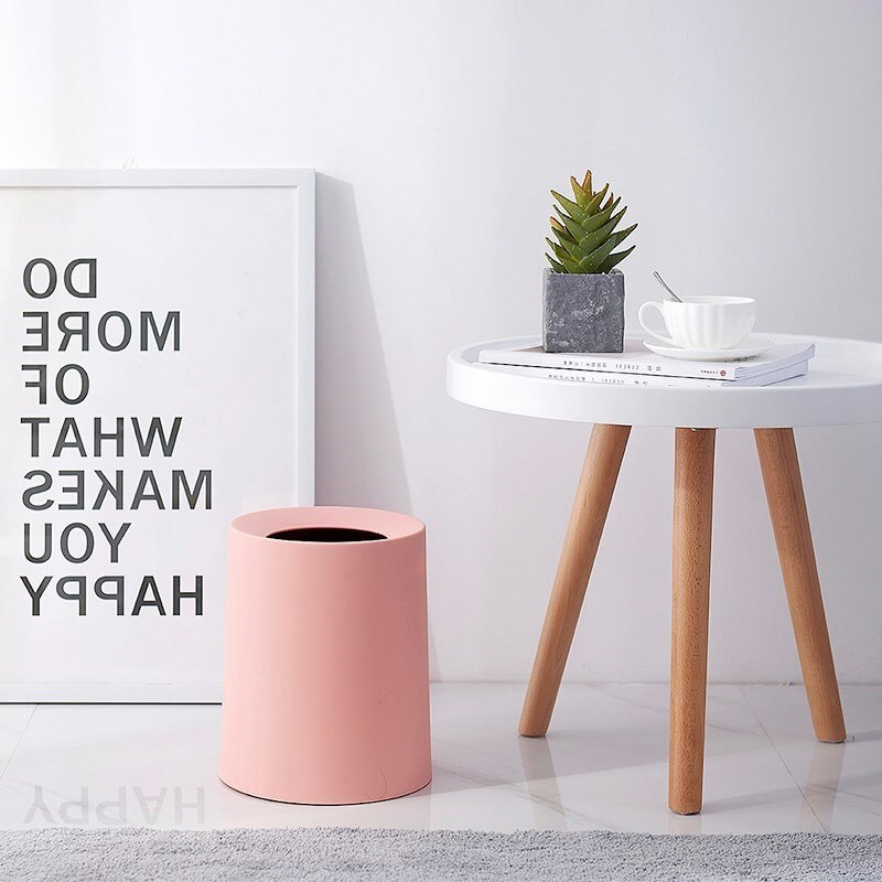 Double-layer Waste Bins Plastic Matte Large Capacity 8L/12L Garbage Dust Bin Kitchen Office Trash Can Without Lid