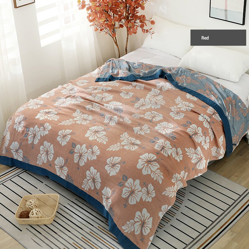 Nap blanket Home bedding 100% Cotton Muslin Summer toweling coverlet Travel Breathable Chic Large Throw Blanket