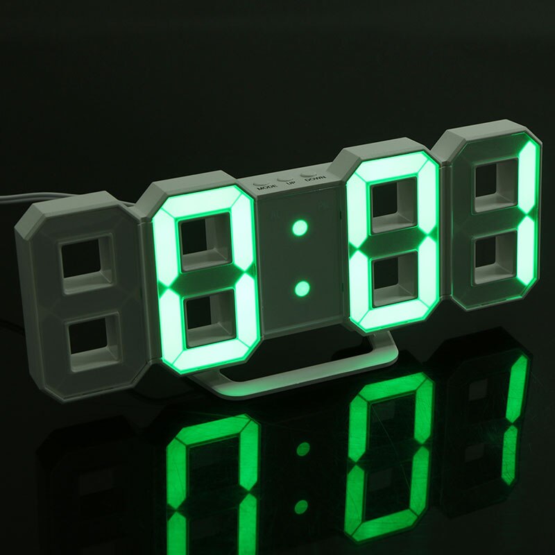 Horloge de bureau électronique numérique, horloge LED 12/24 heures d'affichage, alarme et Snooze, affichage 8888 bleu, vert, rouge ou blanc: green