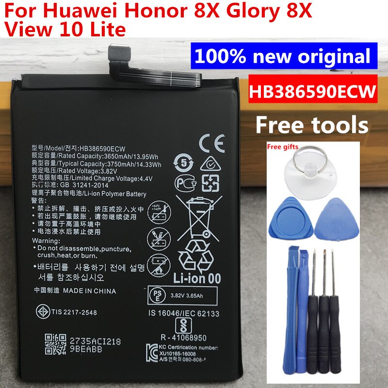 3750mAh Original Battery HB386590ECW For Huawei Honor 8X Nova 5T YAL-L21 YAL-L61 YAL-L61A YAL-L61D YAL-L71 YAL-L71A YAL-LX1: Battery with tools