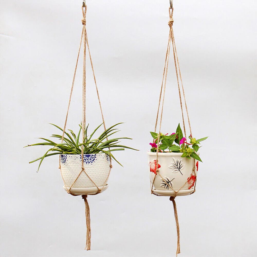 4x Garden Plant Hanger Macrame Hang Planter Basket Rope Flower Holder for 20CM flower Baskets Ropes