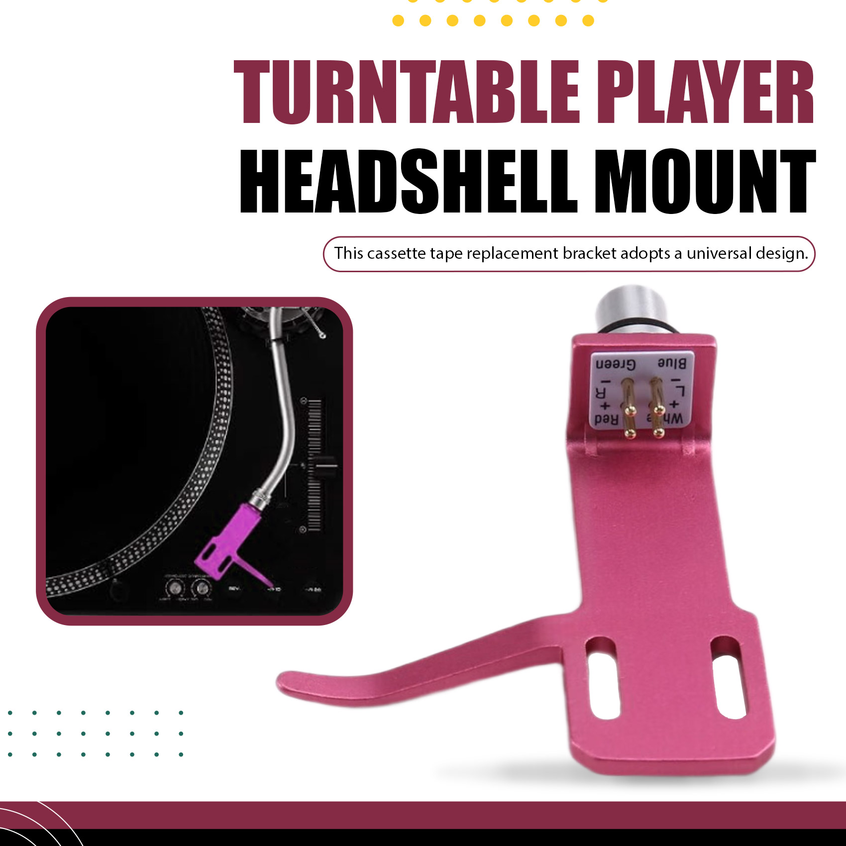 Abuo-testina di ricambio, stilo, filo di collegamento universale per giradischi lp, supporto per testina, giradischi fonografo: Default Title