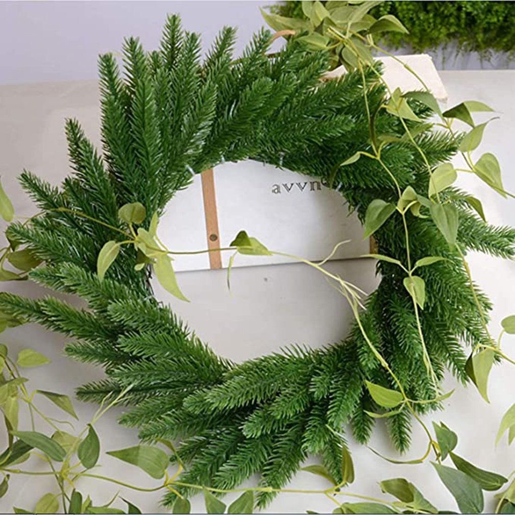 Árbol de Navidad de hojas verdes, ramas de pino artificiales, guirnalda de agujas para el hogar, jardín, plantas verdes, agujas de pino, 30 Uds.