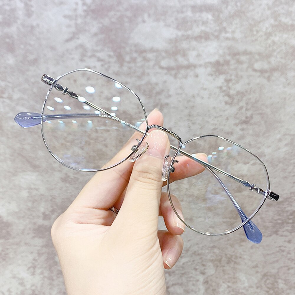 Metal Glasses Frame Adult Anti Blue Light Irregular Round Glasses Unisex Water Transparent Eyewear Frames