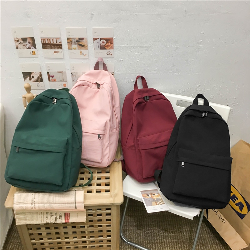 2022 Women Backpack Solid Color Shoulder Bag School Bag For Teenage Girl Children Female