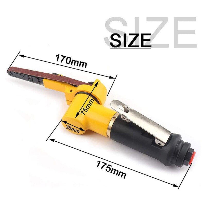 3/8Inch Pneumatic Sander Air Belt Sander Set 1/4Inch Air Inlet Mini Air Belt Grinder Air Tool for Aluminium Polishing