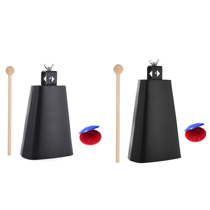 Cowbell Cow Bells,Cow Bell For Drum Set Hand Percussion Instruments Cowbells With Handle Stick Castanets