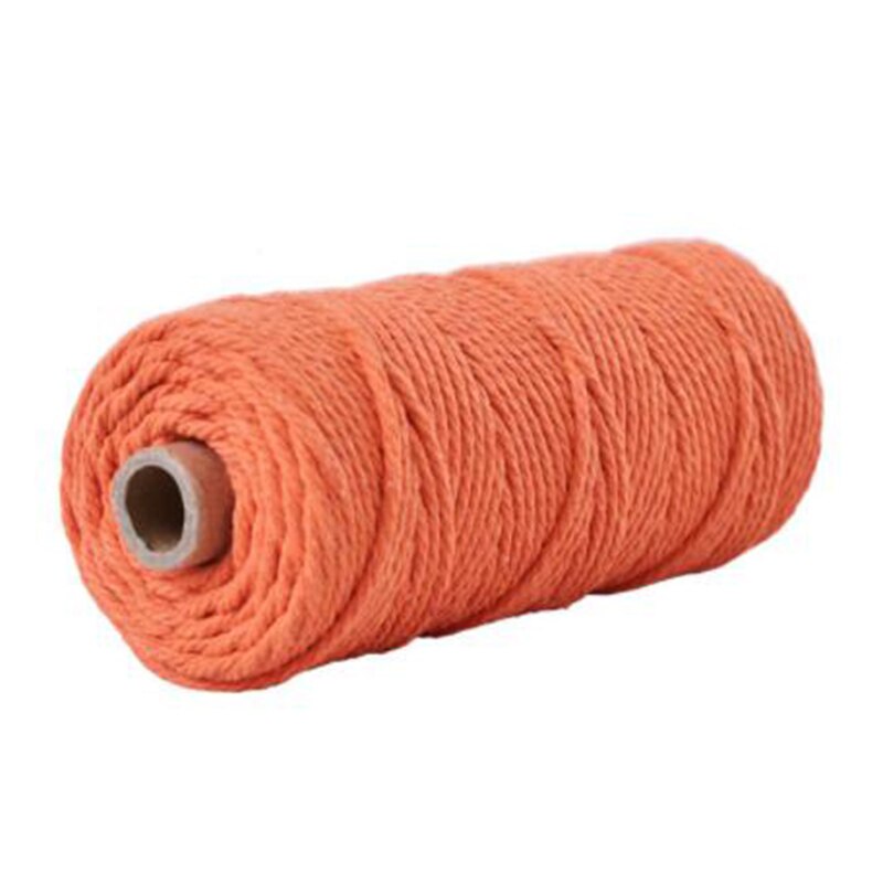 Bedst sælgende 100m*3mm 100%  naturlig bomuldssnor snoet snor sort håndværk macrame håndværker til hjemmet gør-det-selv-værktøjsdele: Orange