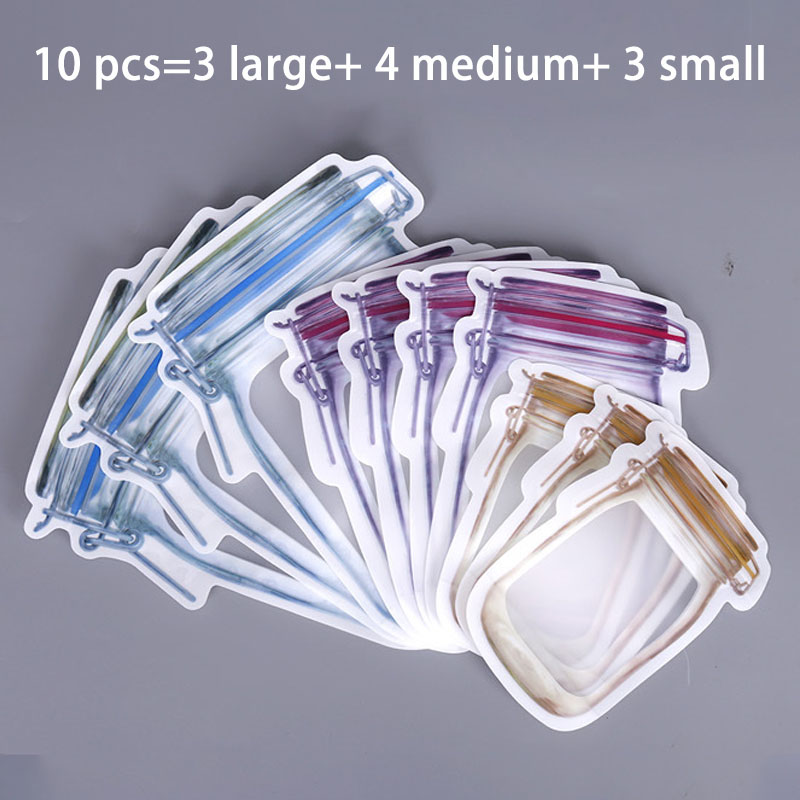 Reusable Composite Irregular Packing Bag Kitchen Zipper Sealed Vacuum Fresh-Keeping Bottle Bag Mason Self Sealing Bag