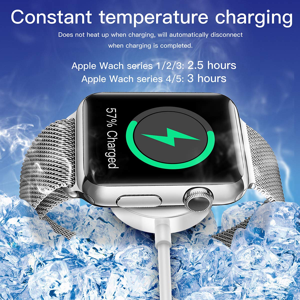 1M /3.3 Ft Portable Smart USB Watch Charger Cable Magnetic Wireless Charging Dock for Apple iWatch Series 6 5 4 3 2 ,Watchos 7.2