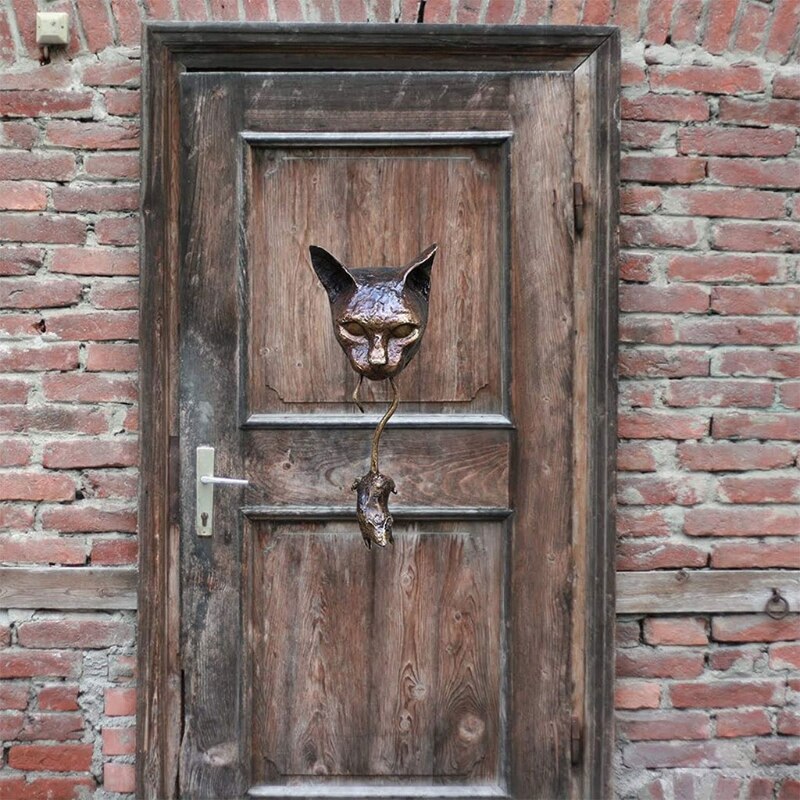 M89B Hars Cat Catch Muis Deurklopper Kat Deurklopper Met Swingende Muis Voordeur Decor Handgemaakte Deurknoppen Voor Kat liefde