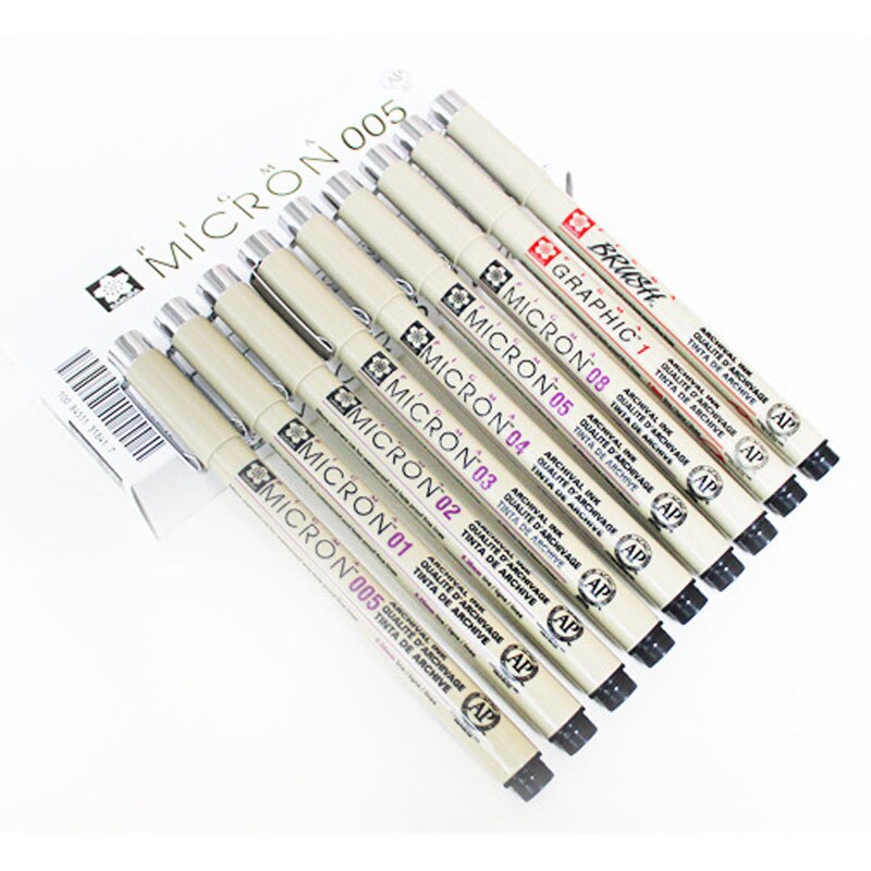 Plastic Multi Purpose Quick Dry Micron Pens Cherry Blossom Signature Pen Hand-drawn Waterproof Sketch Needle Pen Black Ink 1Pcs