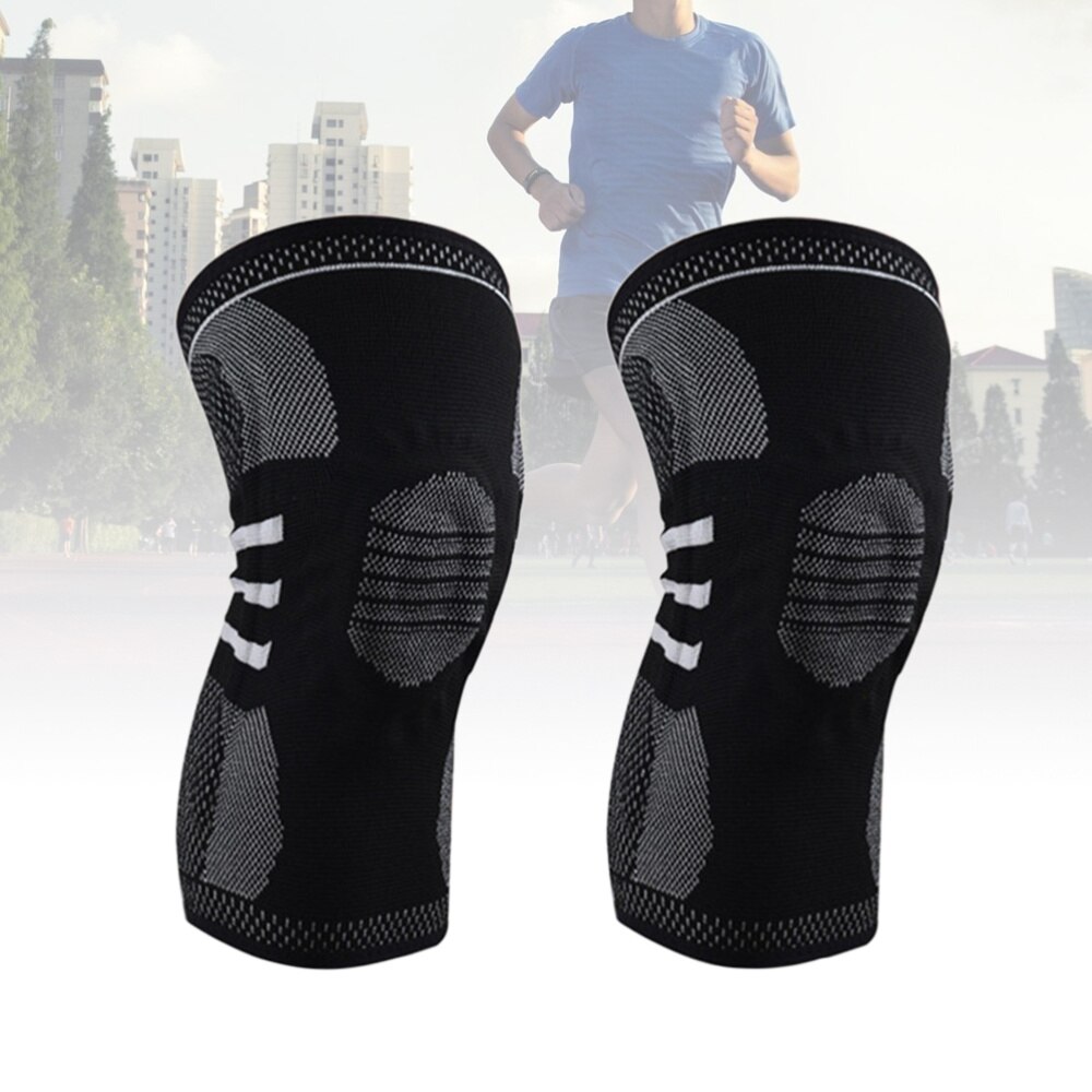 Enkele Crashproof Compressie Elastische Nylon Knie Ondersteuning Braces Voor Outdoor Activiteiten: Black