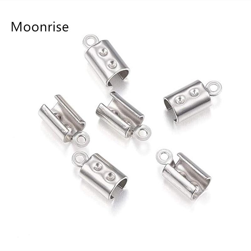 100 Stks/partij 304 Rvs Vouw Over Crimp Cord Ends Leer Sluiting Tip End Sieraden Connector Sieraden Maken Benodigdheden HK194