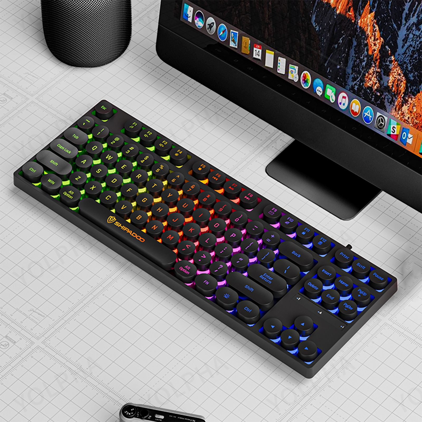 87Keys RGB Backlit Mechanical Gaming Keyboard Quiet Typing Wired Punk Keycap Ergonomic for Windows Mac Laptop PC Computer