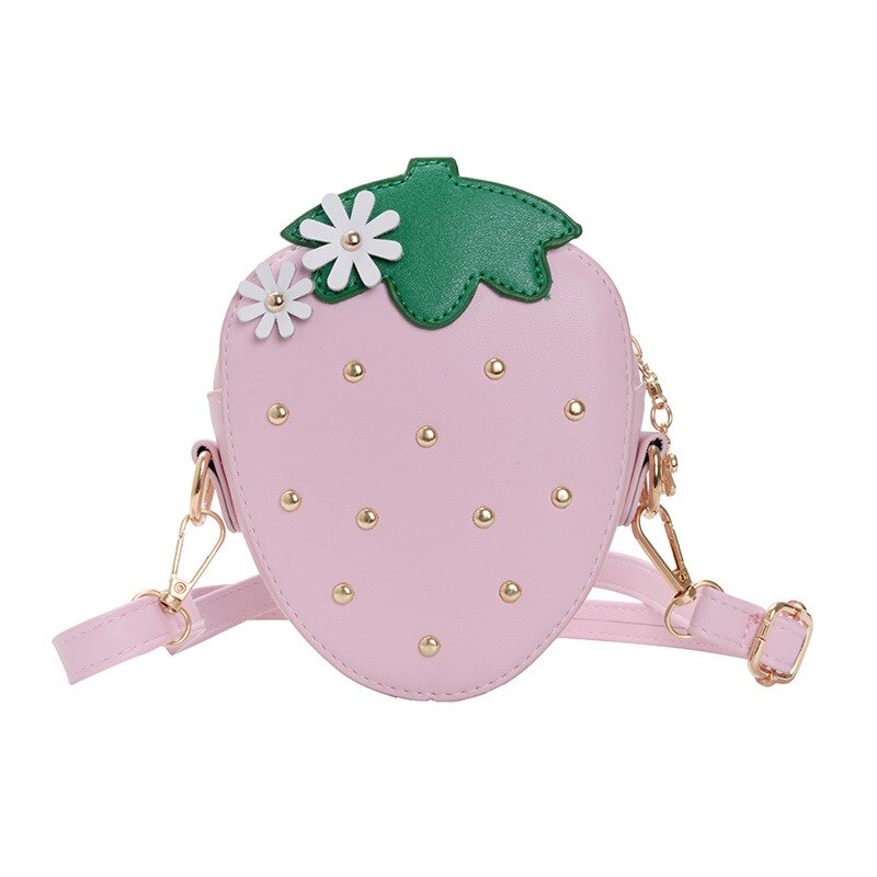 Sacs à bandoulière transparents à paillettes pour enfants, jolis sacs à main à fraises pour filles, Mini sac à épaule pour bébés, porte-monnaie: Rivet Pink