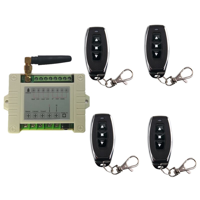 Interrupteur de commande à distance sans fil pour rideau de porte avant et arrière, fenêtre de porte, 220V, 10a 2CH, interrupteur limité TX RX: Gris / 433MHZ