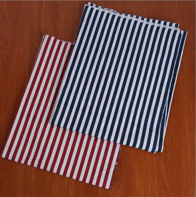 Tecido estampado ecológico para toalhas/cortinas, tecido ecológico vermelho/azul branco com listras, tecido estampado e linho