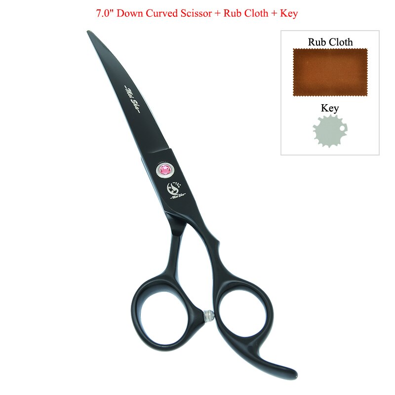 7.0" Japanese Steel Dog Grooming Scissors Curved Cutting Shears 40% Cut Rate Thinning Tesouras Pet Suppliers B0033A: B0033A-07-70