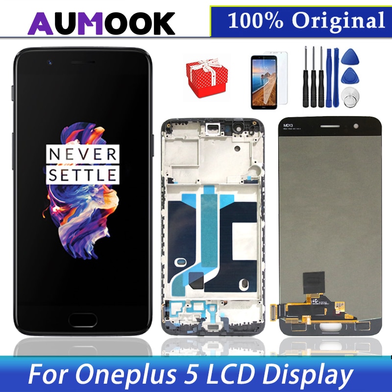 Originele 5.5 "Amoled Display Voor Oneplus 5 Lcd Touch Screen Digitizer Vergadering Voor 1 + 5 A5000 Lcd vervanging Panel