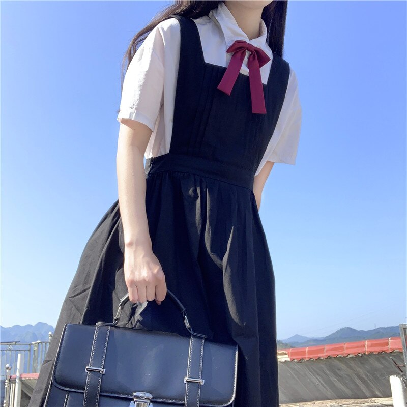 japanese style CollegeStudents High-Waisted Long Suspender Dress Female Summer school uniform jk uniform uniformes estudiantes