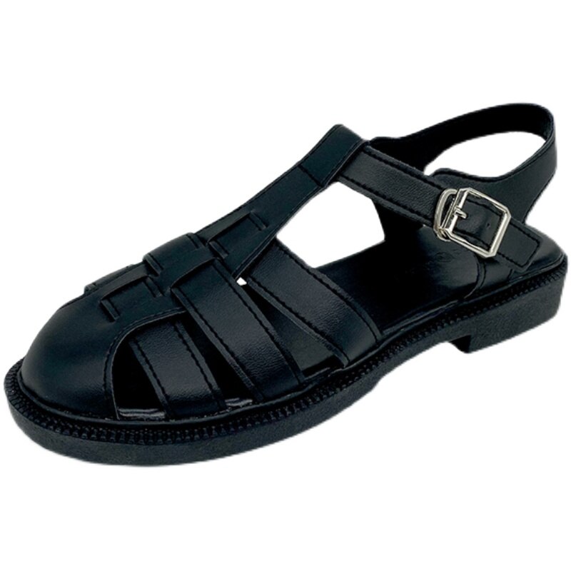 Sandalias cómodas para mujer, zapatos femeninos de tacón transparente que combinan con todo, zapatos de gladiador bajo a la Beige, Sandalias planas cerradas de PU Roma Fr 2022