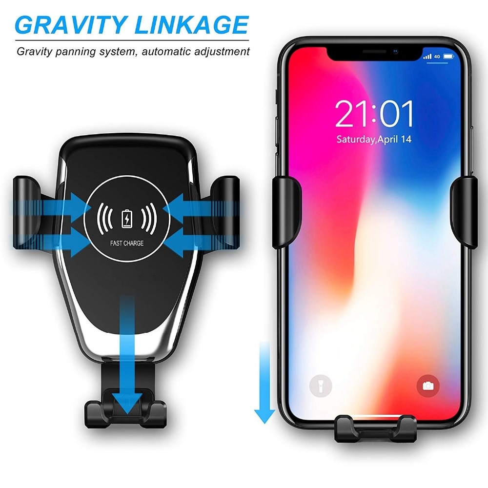 FDGAO Caricabatteria Per Auto Senza Fili di Gravità Del Basamento Per Samsung S10 S10e Nota 10 9 10W Veloce Supporto di Ricarica Per iPhone 11 X XS MAX XR 8