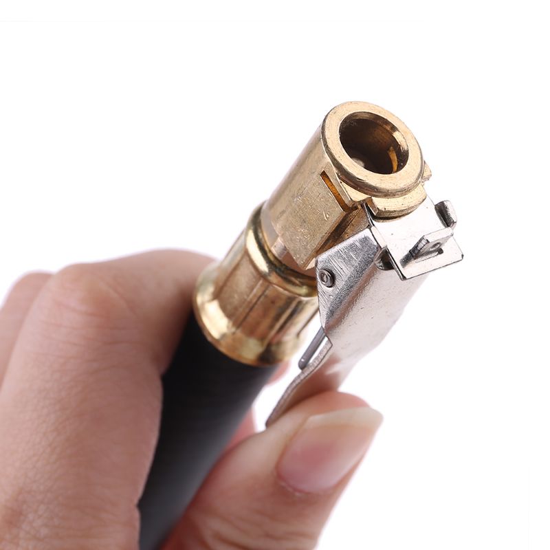 Car Tire Inflator Hose 1/4" Male Thread Rubber Tube Self-locking Chuck Air Hose