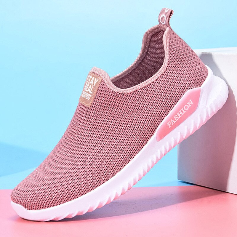 Zpxhsm zomer dames casual gevulkaniseerde schoenen dames sneakers dames gebreide platte schoenen dames slip on dames loafers  a540