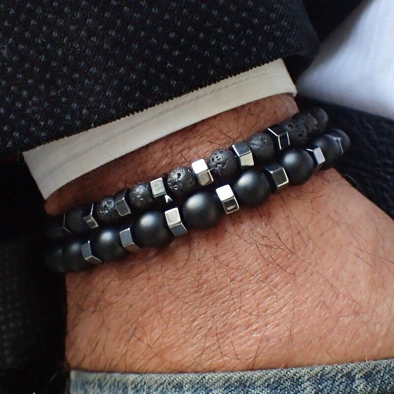2020 gorący modny mężczyzna bransoletka lew urok Handmade Strand kamień bransoletka z paciorkami dla mężczyzn biżuteria prezent Pulsera Hombre: 14
