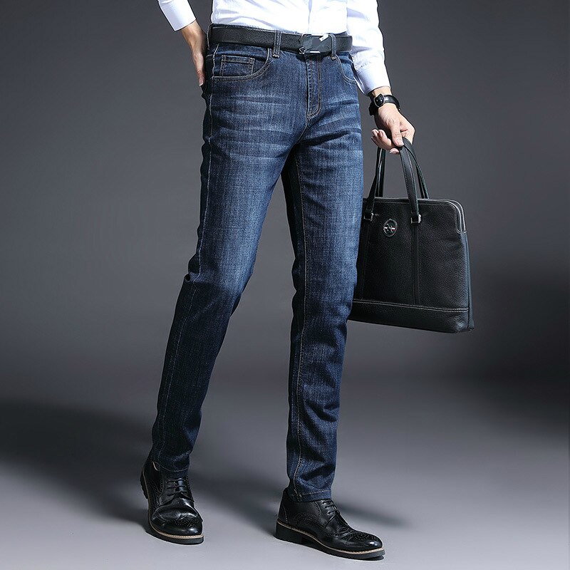 Jeans herr slim fit herr jeansbyxor casual herr jeans homme byxor skinny jeans herr raka svarta blå jeansbyxor