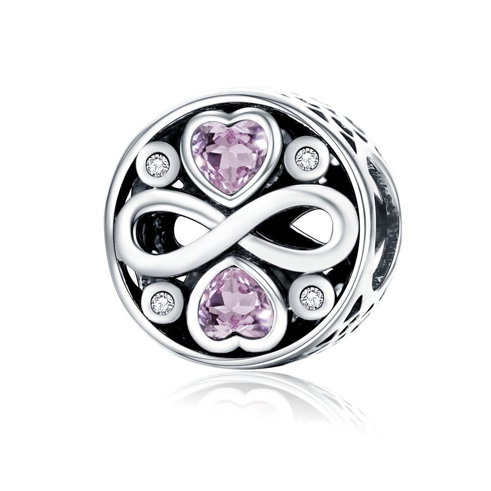 WOSTU autentico 100% argento Sterling 925 zircone rosa perline di cristallo fascino misura originale ciondolo braccialetto argento 925 creazione di gioielli: FIC240