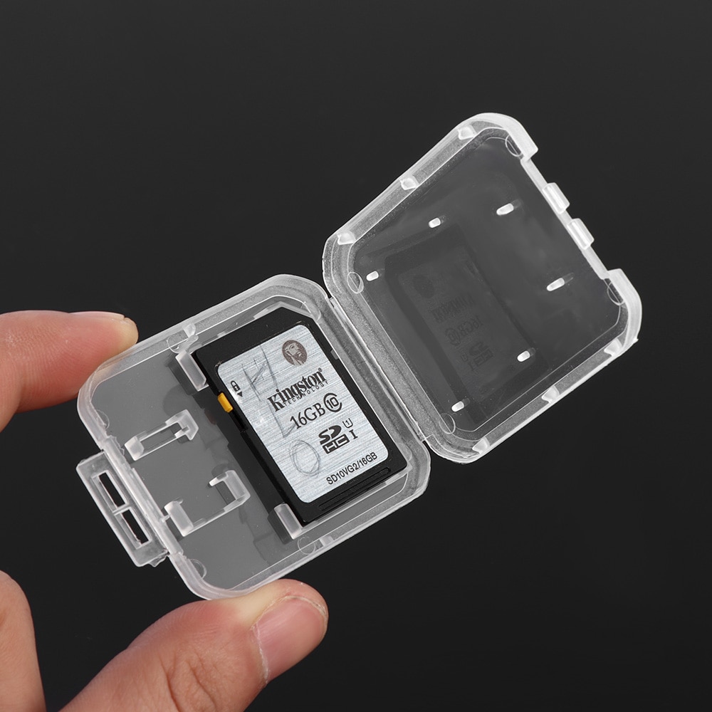 10 stk gennemsigtig plast bærbar hukommelseskortholder kortholder til standard sd sdhc tf hukommelseskort kamera tilbehør