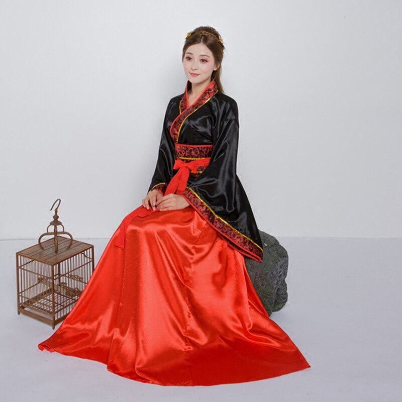 Disfraz de baile antiguo chino para mujer, ropa asiática de estilo Vintage, vestido folclórico para mujer, trajes de Festival, escenario nacional Hanfu: Color 1 Suit / L(165-172cm height)