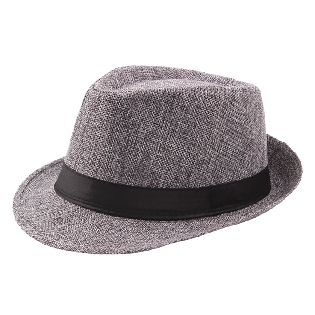 Jazz Sun Hats Men's Breathable Linen Top Cap Outdoor Sun Hat Straw Hats Visor Hip Hop Cap Summer Fisherman Hat Sunhats: Dark Grey