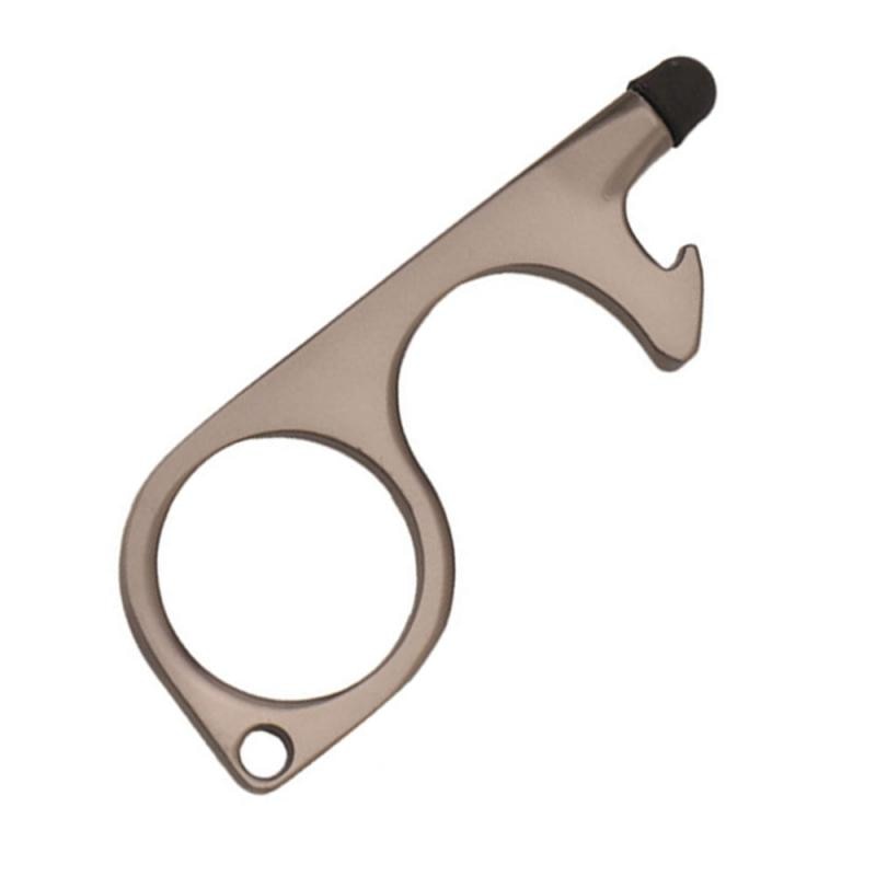 1pcs Opener Door Handle Elevator Touchless Door Opener Tool Portable-Press Hand-Antimicrobial Key With Ring