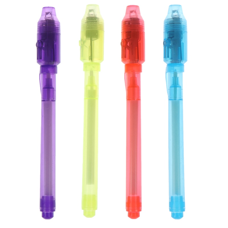 4pcs Plastic LED Light Pen Developing Toy Magic Banknote Checking Pen