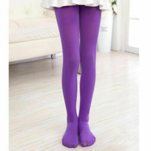Girls Kids Tights Opaque Pantyhose Hosiery Ballet Dance Stockings Candy Colors 1Pair Age 1-12Y: Purple / L for 8 to 12 Years