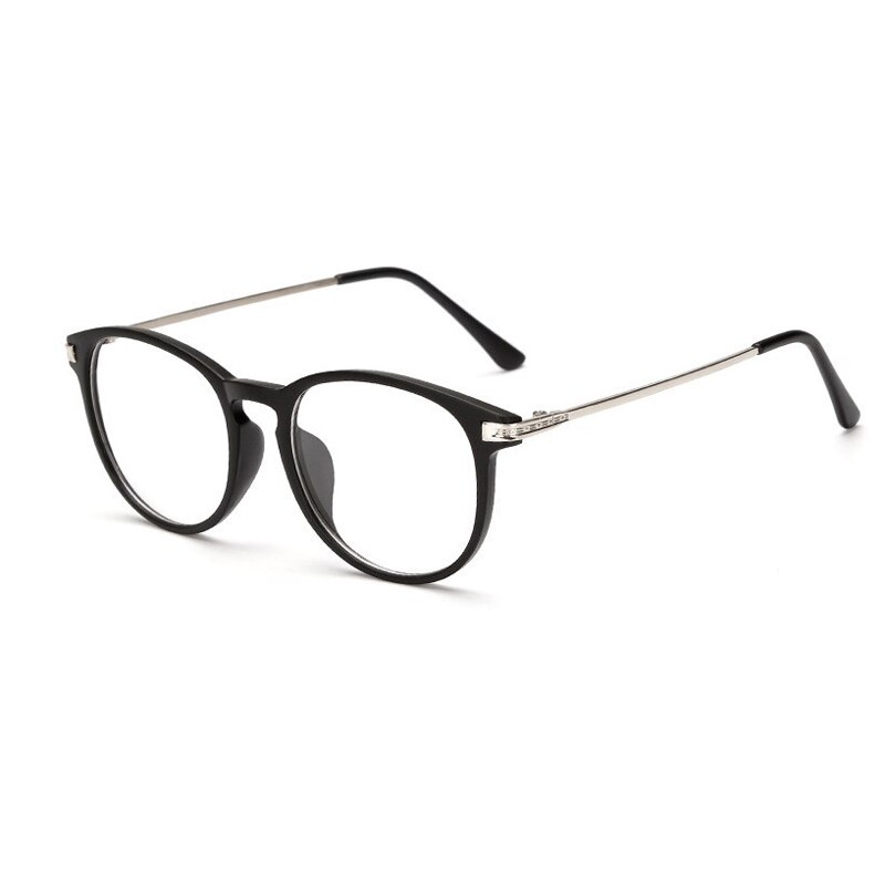 Elbru Klassieke Mode Plain Bril Retro Kleurrijke Brillen Comfortabele Grote Metalen Bril Frame Clear Lens Bril Unisex: Matte Black Silver