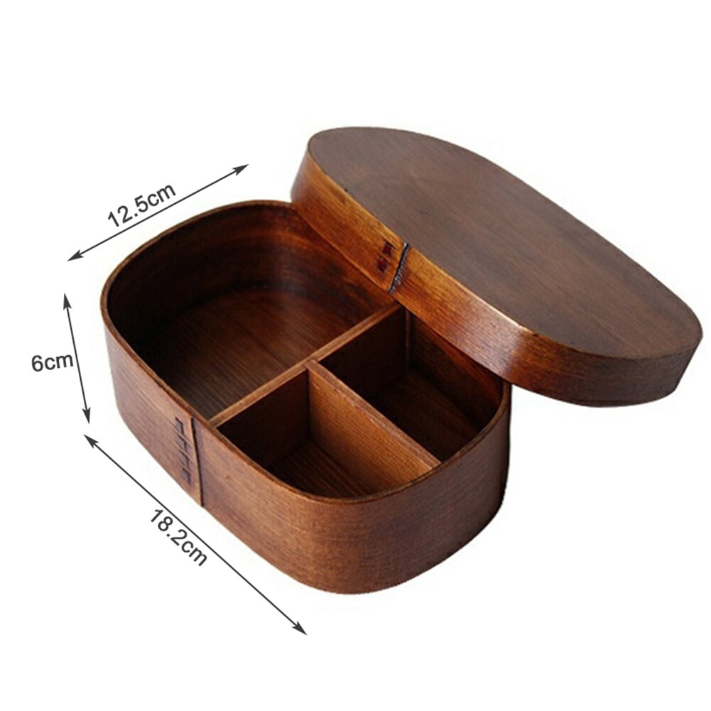 Reusable Kids Portable Wooden Lunch Box Picnic Bento Dinnerware Office Food Container Wood Lunch Box Tableware 600ml Dining Box