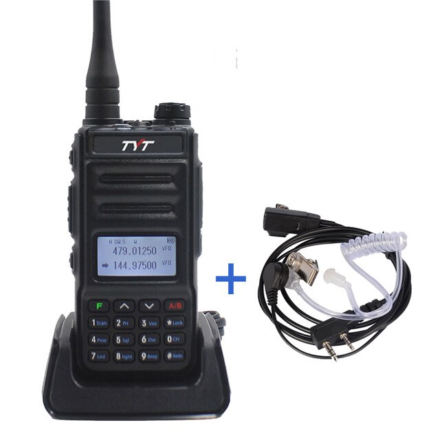 TYT TH-UV88-walkie-talkie portátil de doble banda, dispositivo codificador VOX de 5W, Radio FM, transceptor UV, 136-174 y 400-480MHz: Add earpiece