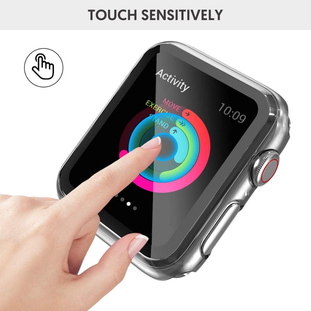 Hd Case Voor Apple Horloge Serie 5 4 3 40Mm 44Mm Ingebouwde Gehard Glas Full Screen protector Bumper Cover Voor Iwatch Accessoires